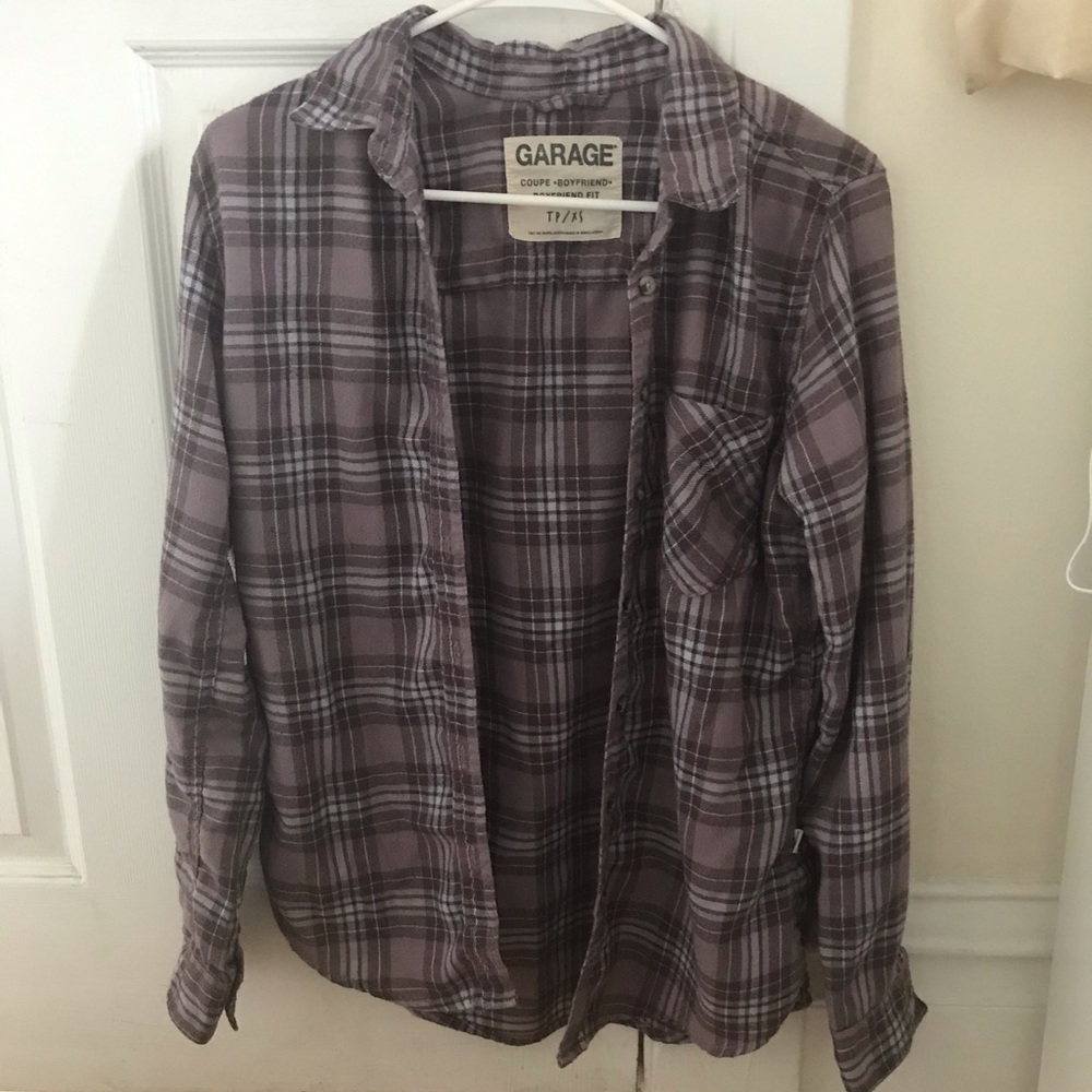GARAGE purple flannel cardigan